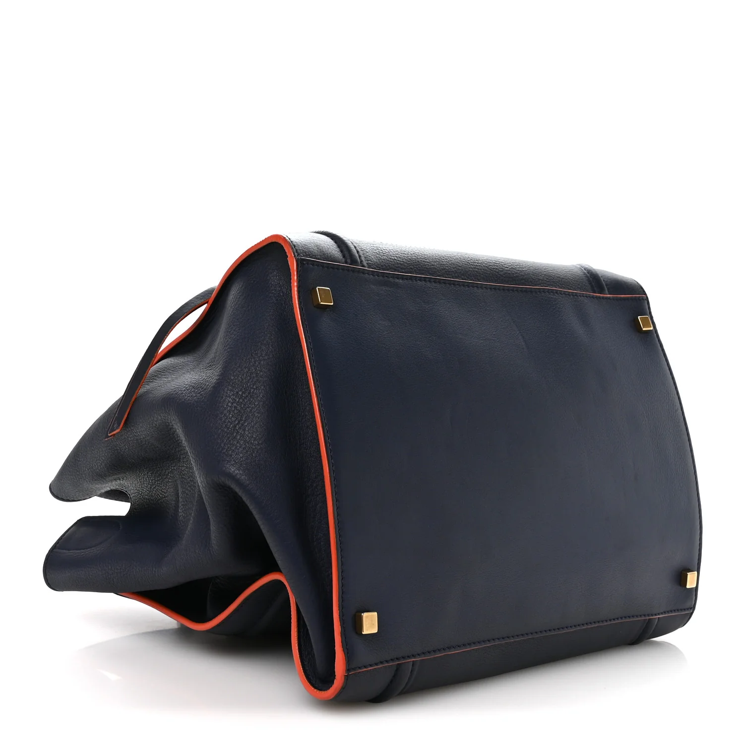 Supple Calfskin Large Phantom Luggage Navy Blue Orange - Image 3