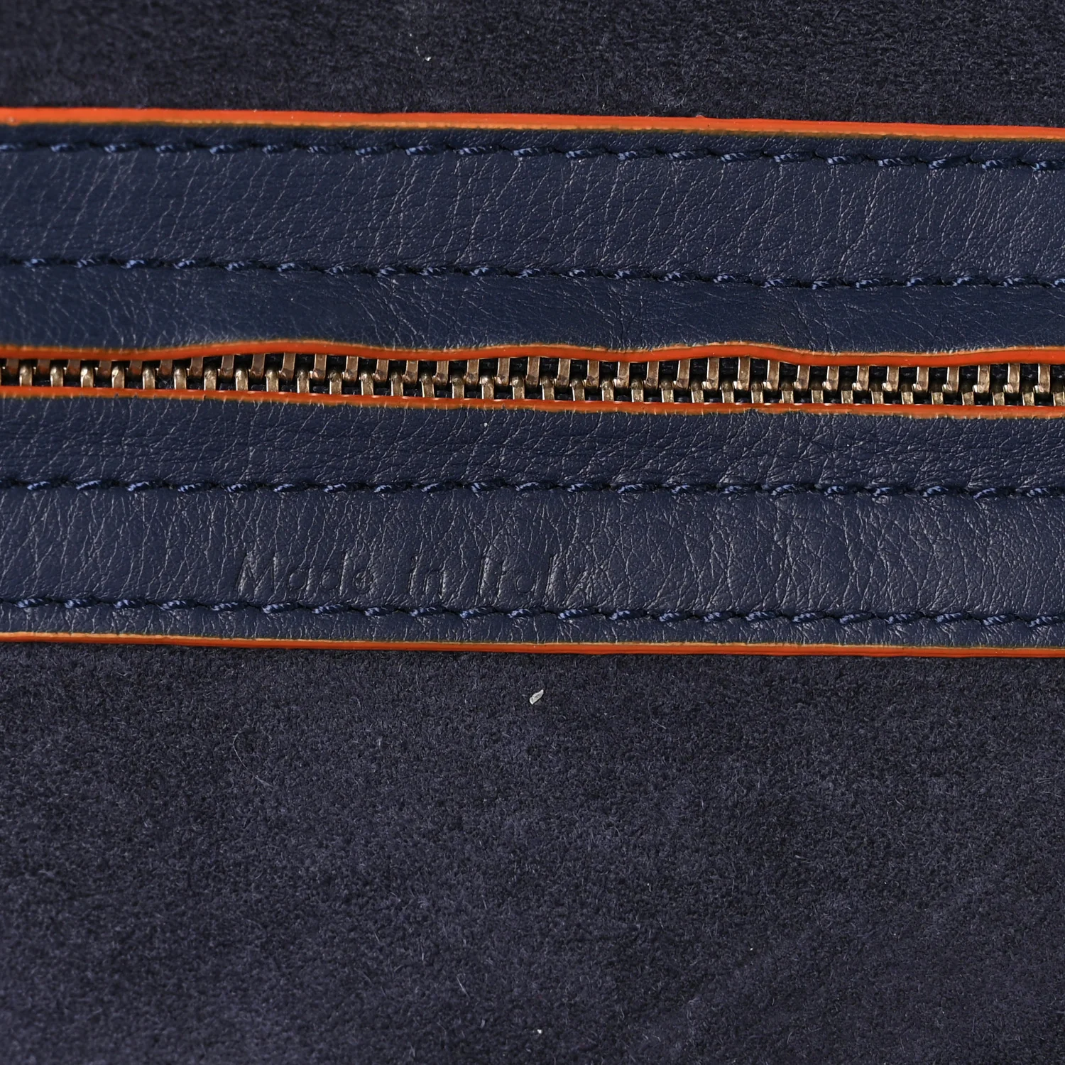 Supple Calfskin Large Phantom Luggage Navy Blue Orange - Image 5