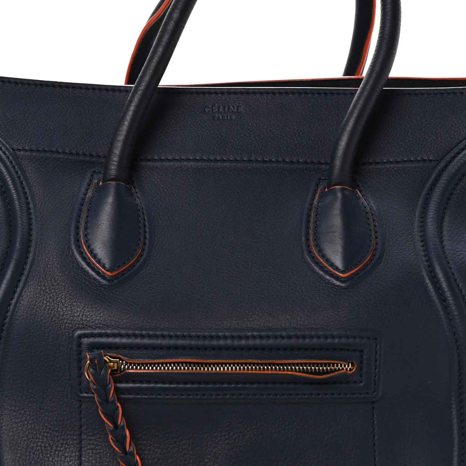 Supple Calfskin Large Phantom Luggage Navy Blue Orange - Image 8