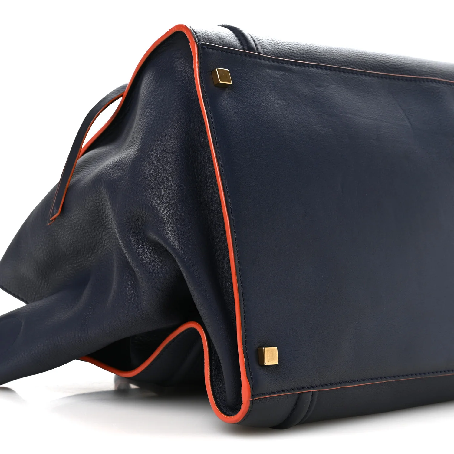 Supple Calfskin Large Phantom Luggage Navy Blue Orange - Image 9