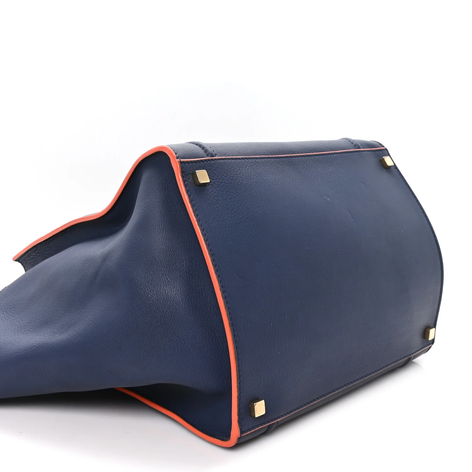 Supple Calfskin Large Phantom Luggage Navy Blue Orange - Image 4