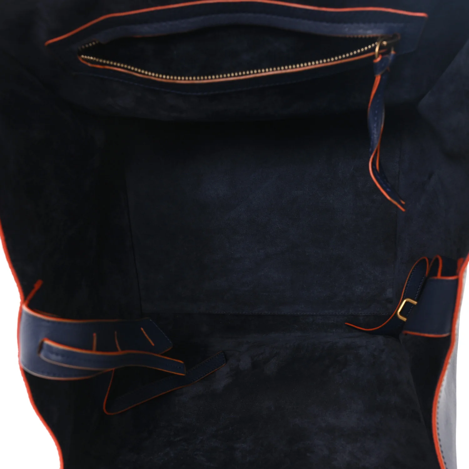 Supple Calfskin Large Phantom Luggage Navy Blue Orange - Image 5