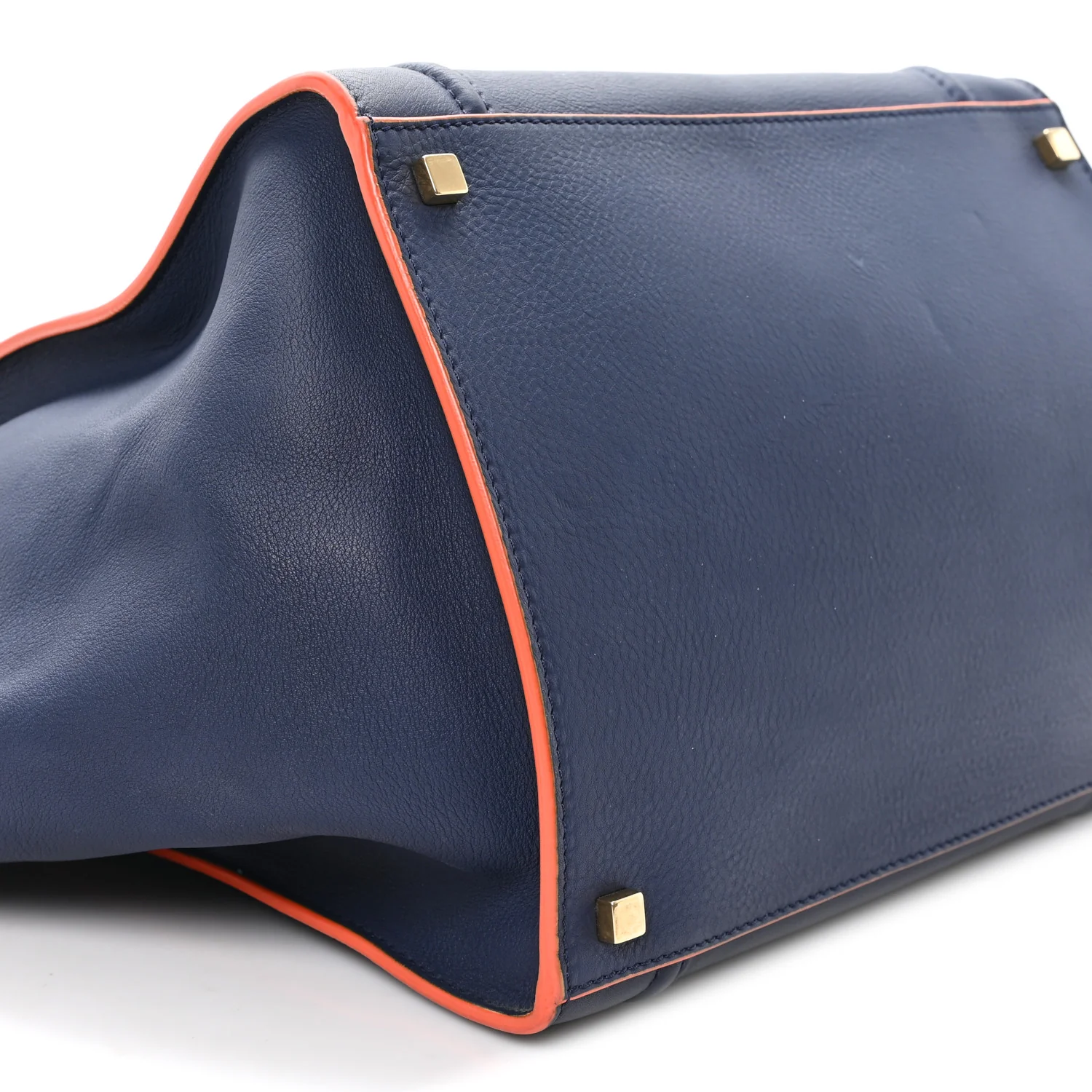 Supple Calfskin Large Phantom Luggage Navy Blue Orange - Image 8