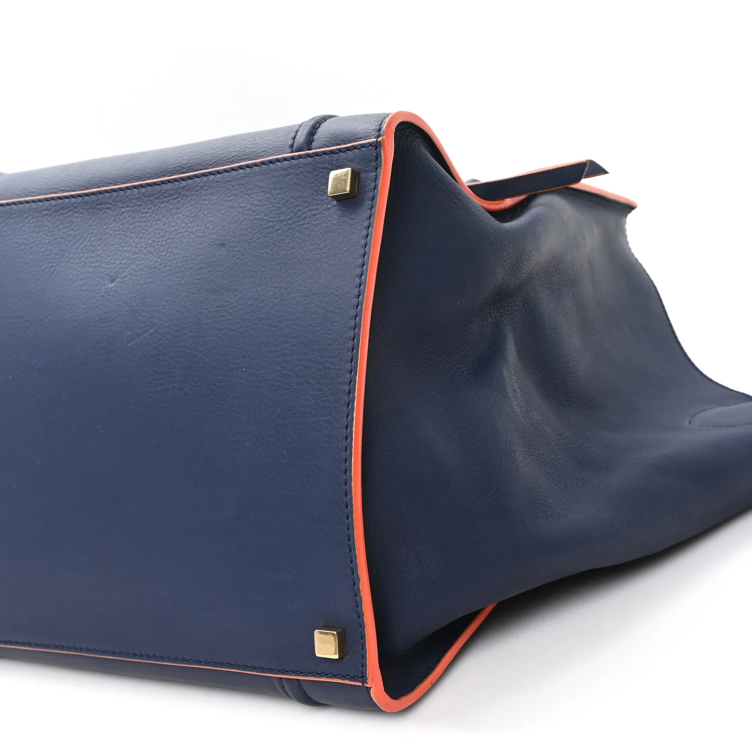 Supple Calfskin Large Phantom Luggage Navy Blue Orange - Image 9