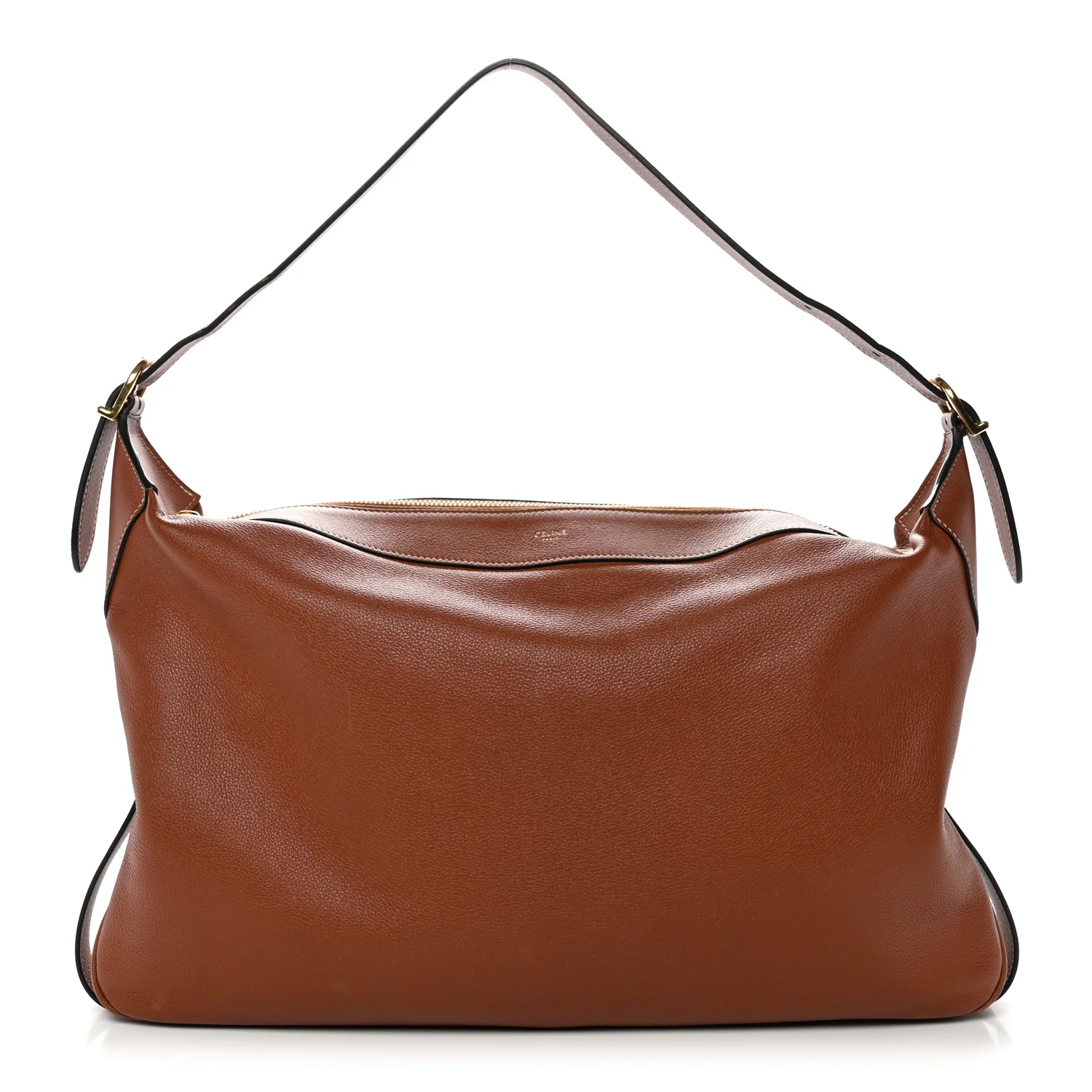Supple Calfskin Large Romy Shoulder Bag Tan