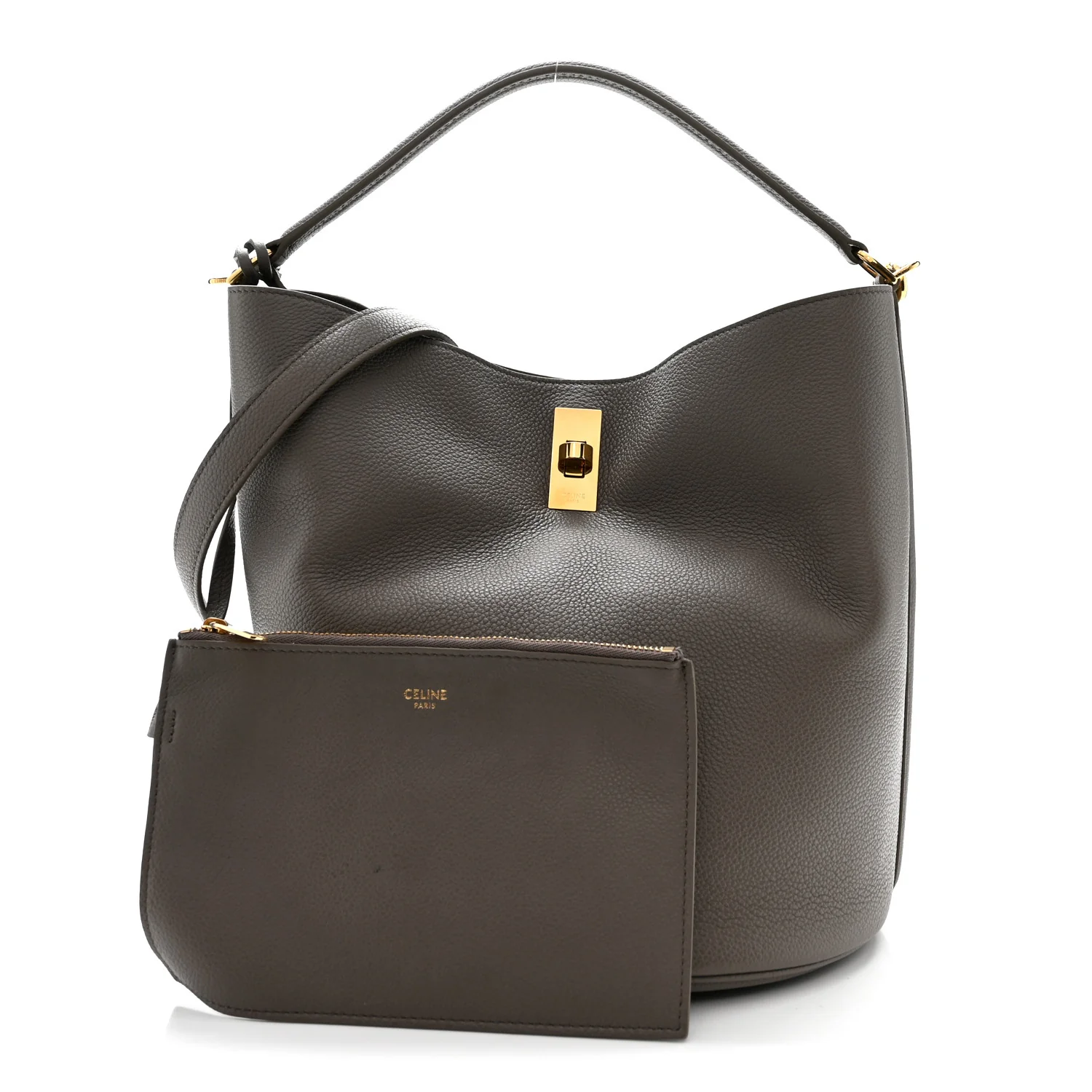 Supple Grained Calfskin Bucket 16 Bag Pebble - Image 3