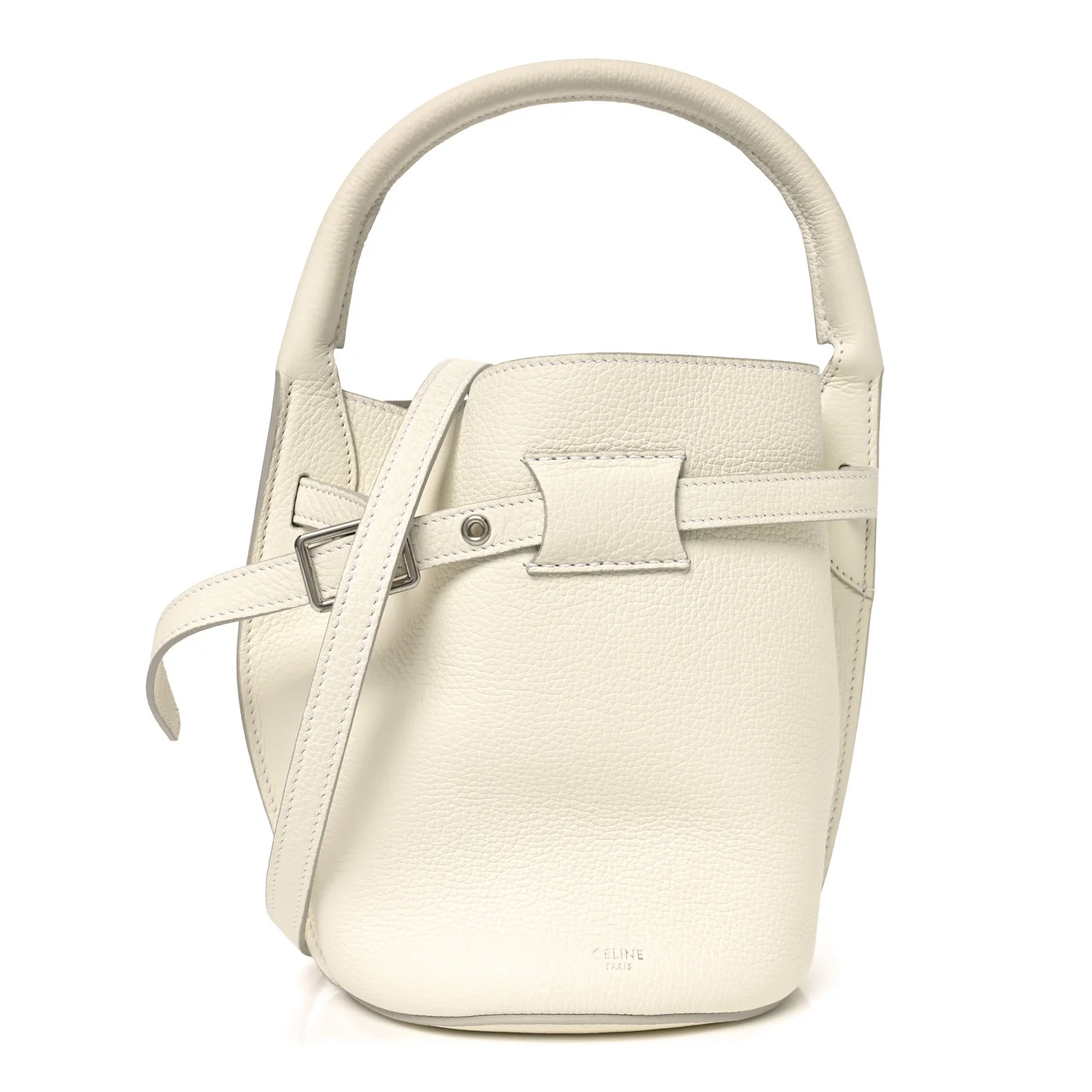 Supple Grained Calfskin Nano Big Bag Bucket White