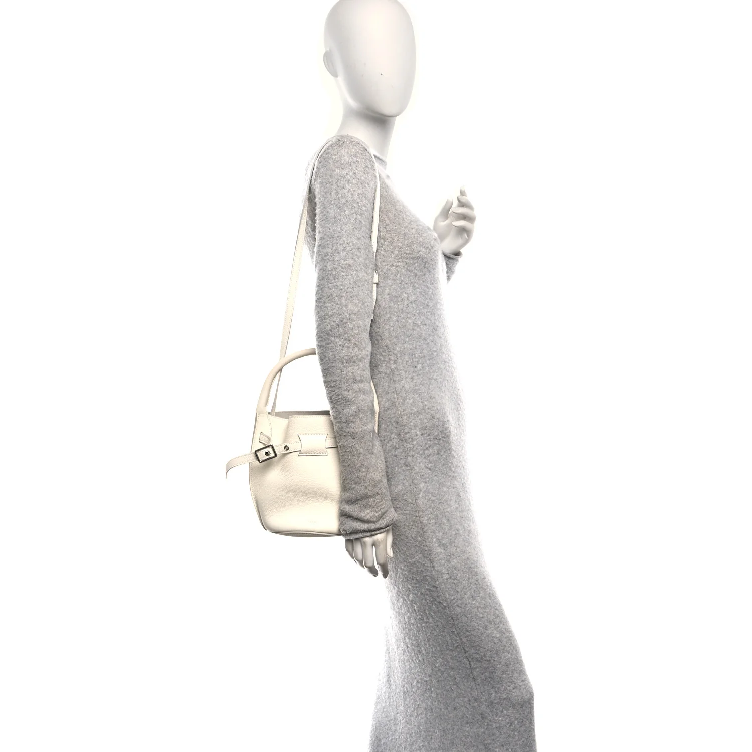Supple Grained Calfskin Nano Big Bag Bucket White - Image 2