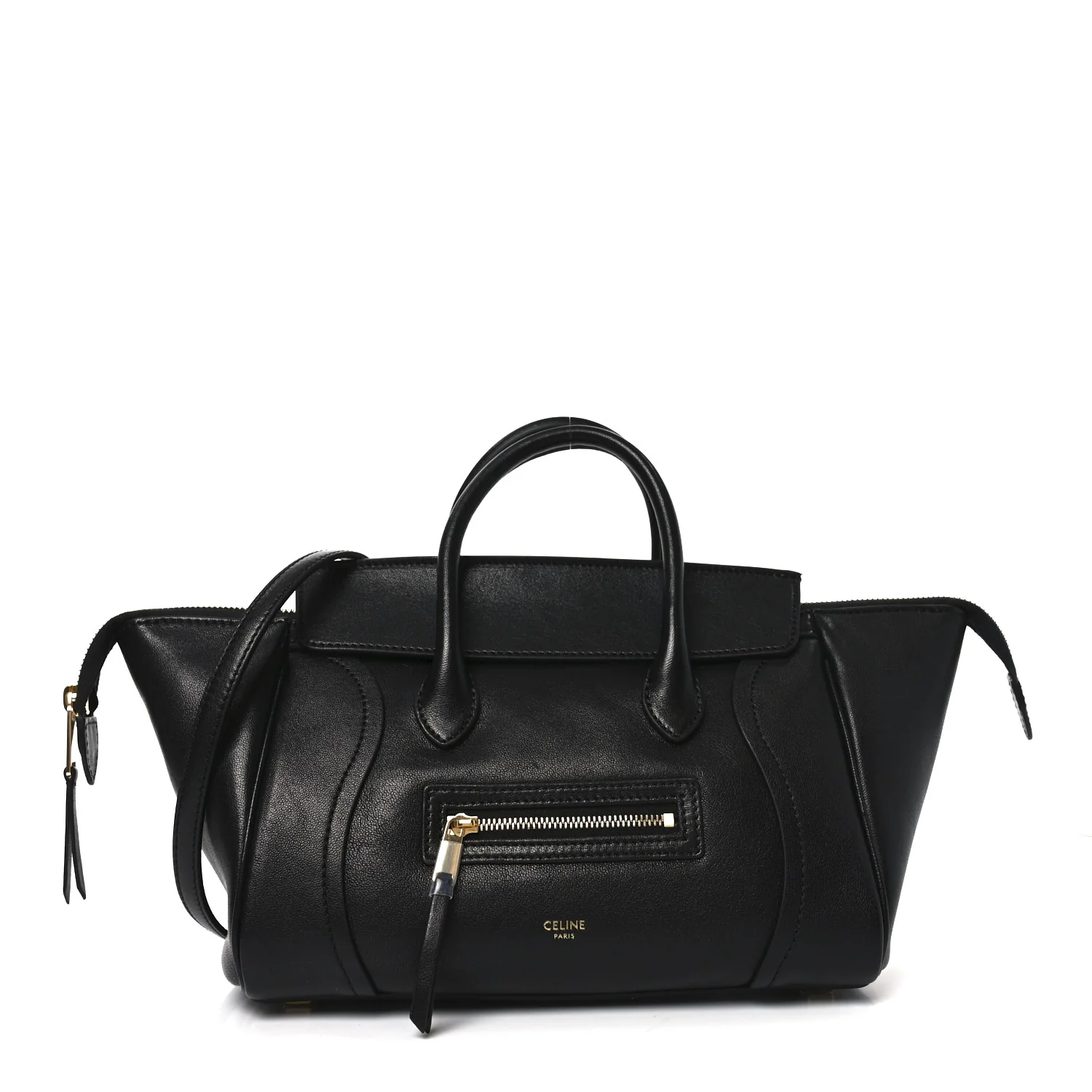 Supple Shiny Lambskin Little New Luggage Black