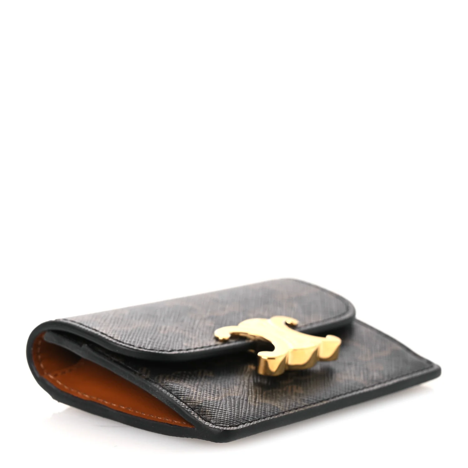 Triomphe Canvas Calfskin Flap Card Holder Tan - Image 4