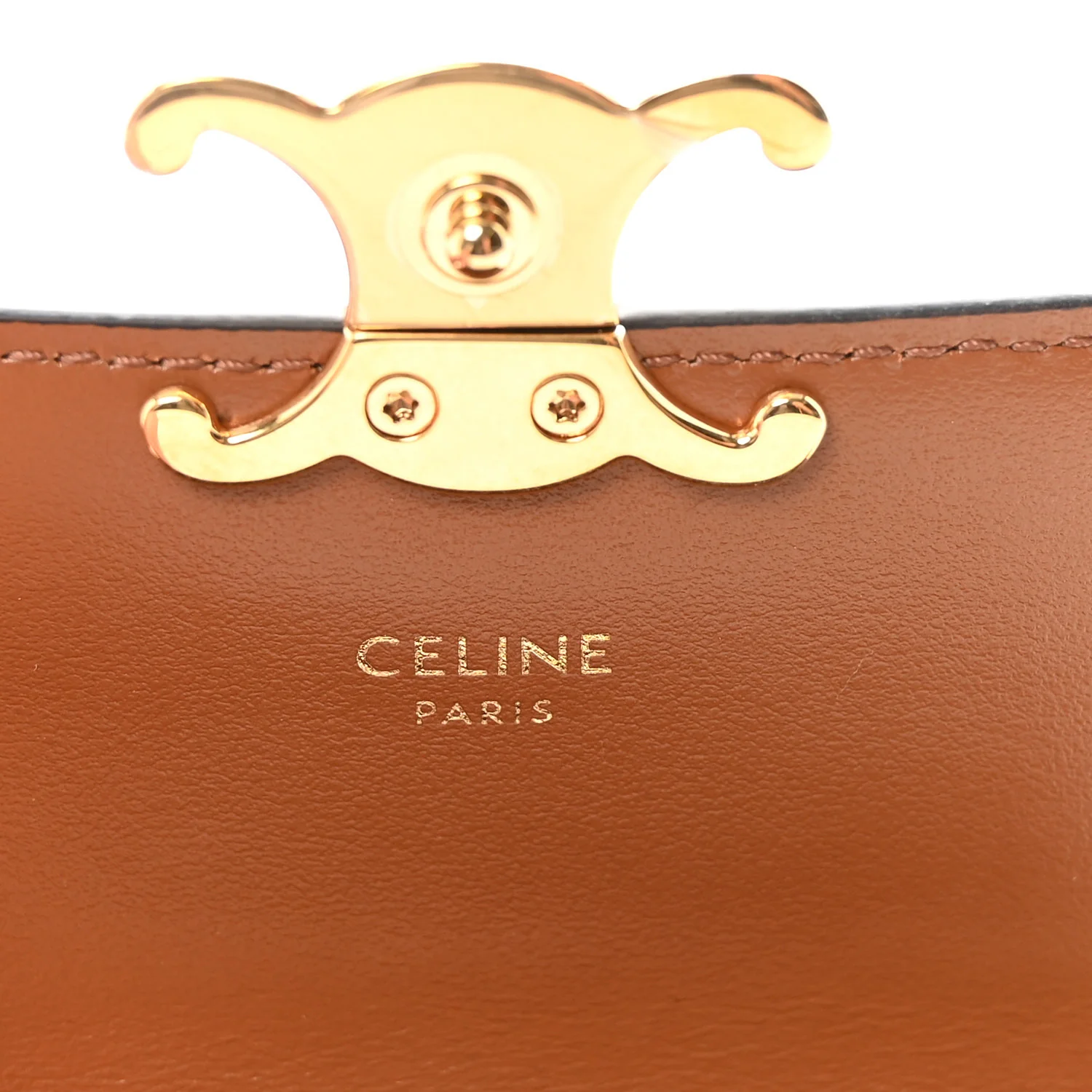 Triomphe Canvas Calfskin Flap Card Holder Tan - Image 6