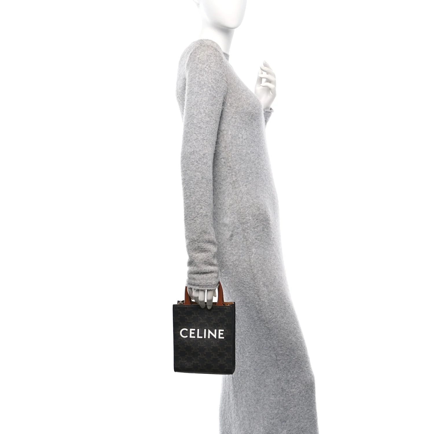 Triomphe Canvas Calfskin Mini Vertical Cabas Tan - Image 2