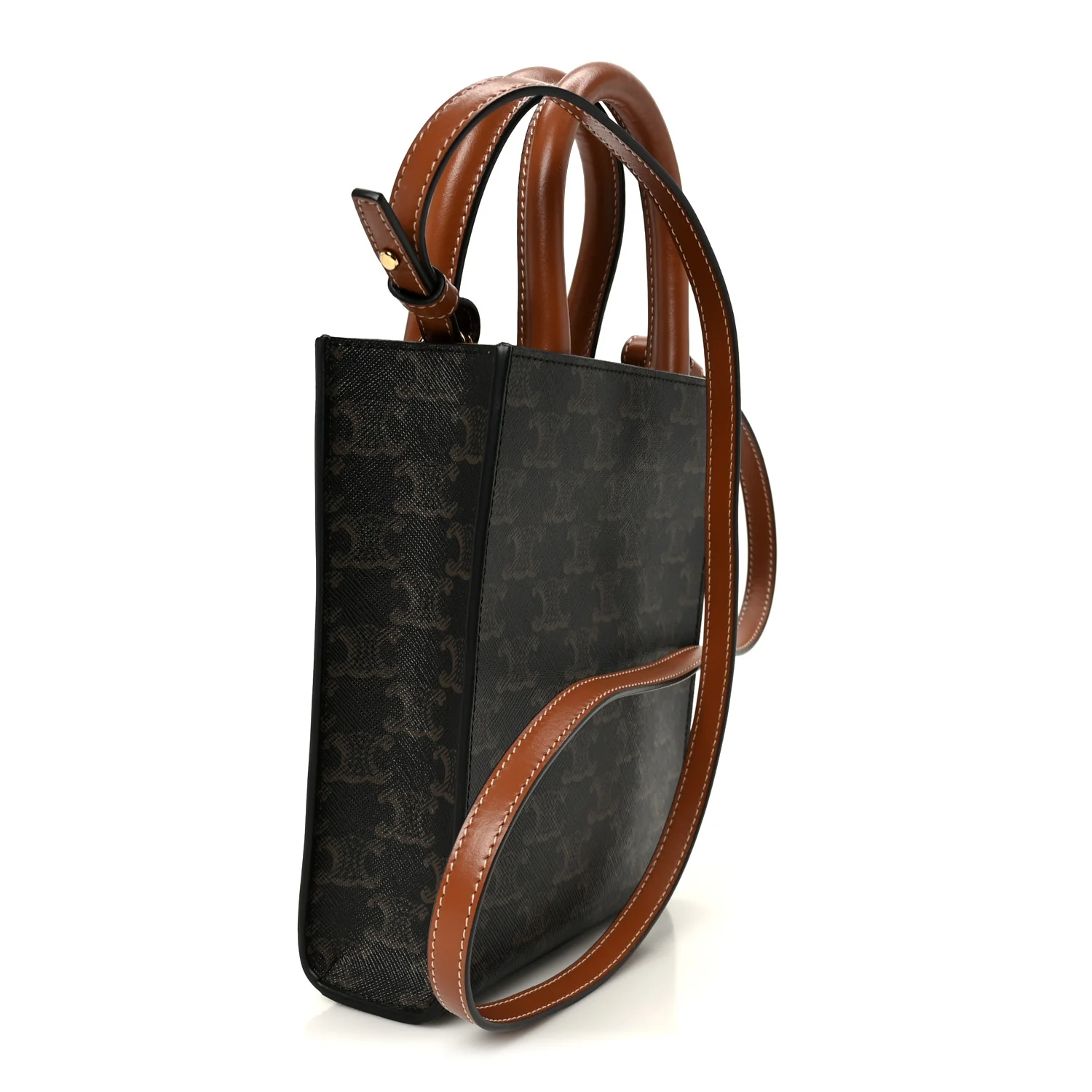 Triomphe Canvas Calfskin Mini Vertical Cabas Tan - Image 3