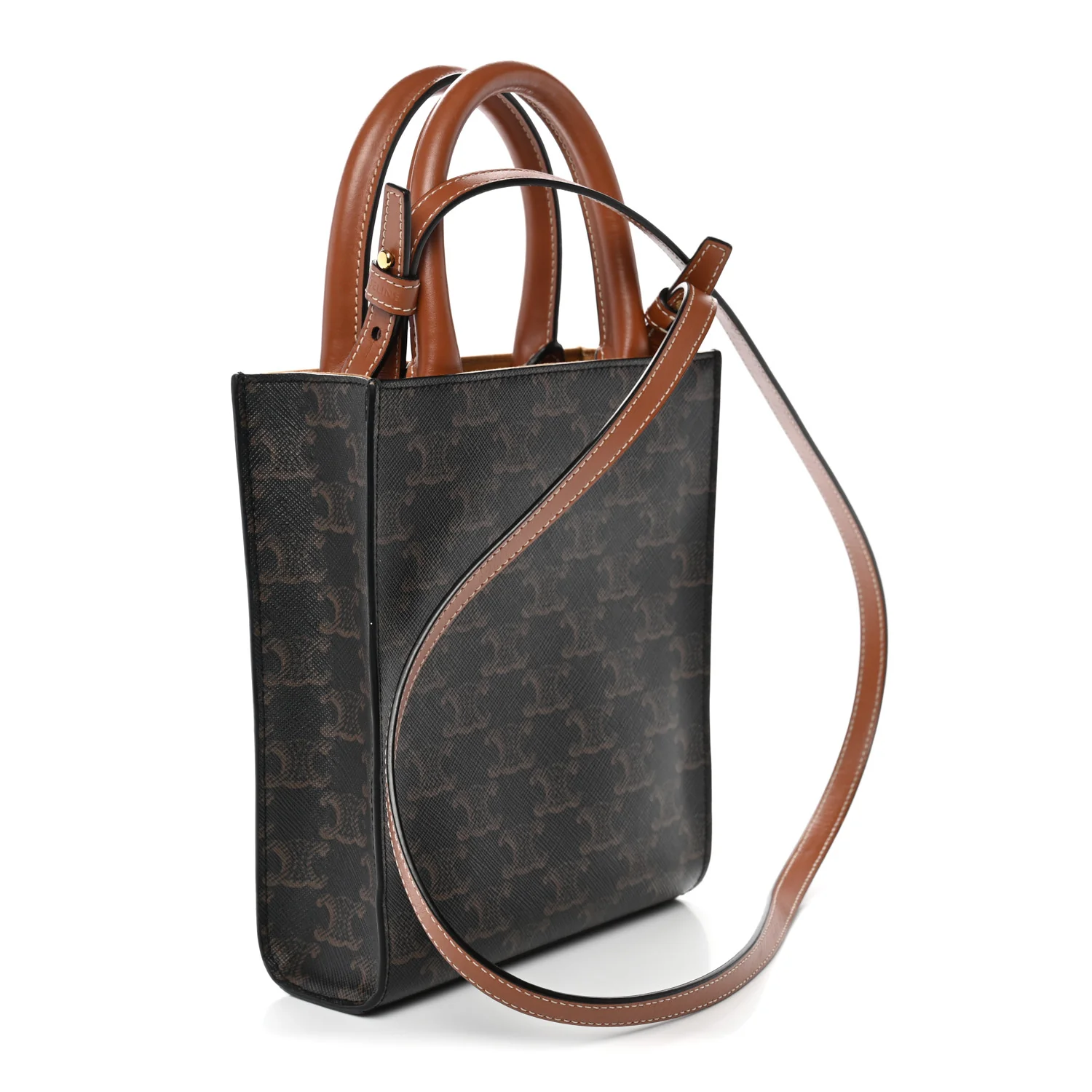 Triomphe Canvas Calfskin Mini Vertical Cabas Tan - Image 3