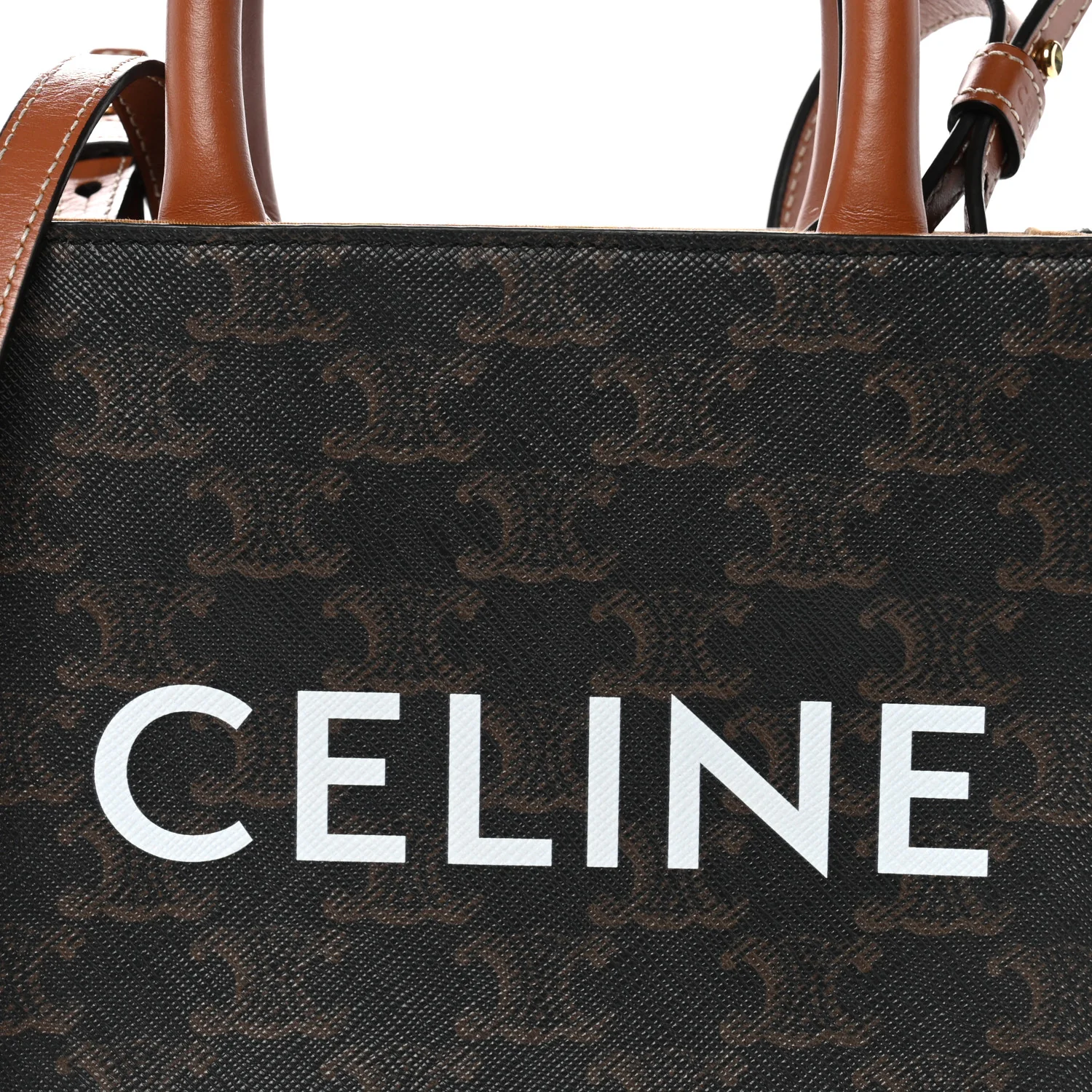 Triomphe Canvas Calfskin Mini Vertical Cabas Tan - Image 7