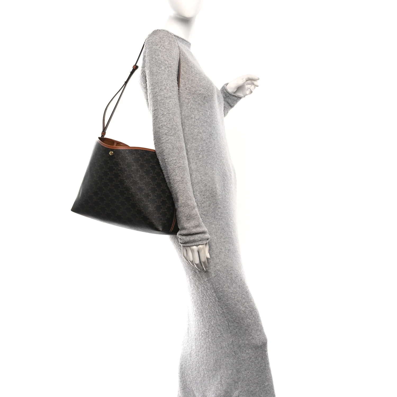Triomphe Canvas Calfskin Shopper Tote Tan - Image 2