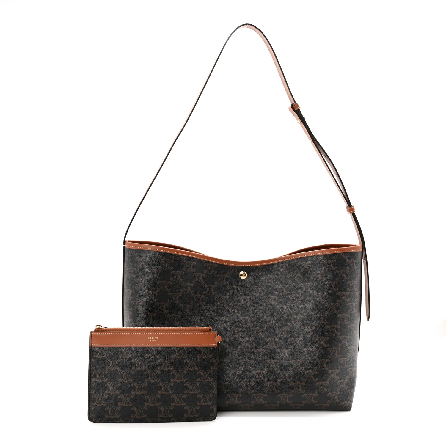 Triomphe Canvas Calfskin Shopper Tote Tan - Image 3