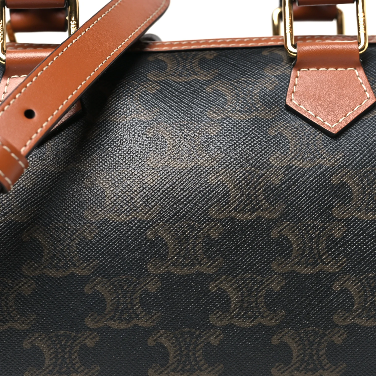 Triomphe Canvas Calfskin Small Boston Bag Tan - Image 7