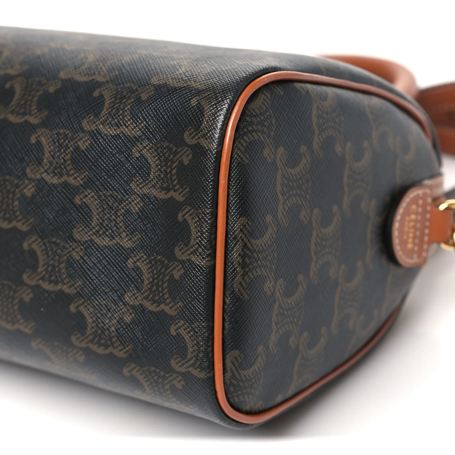 Triomphe Canvas Calfskin Small Boston Bag Tan - Image 9