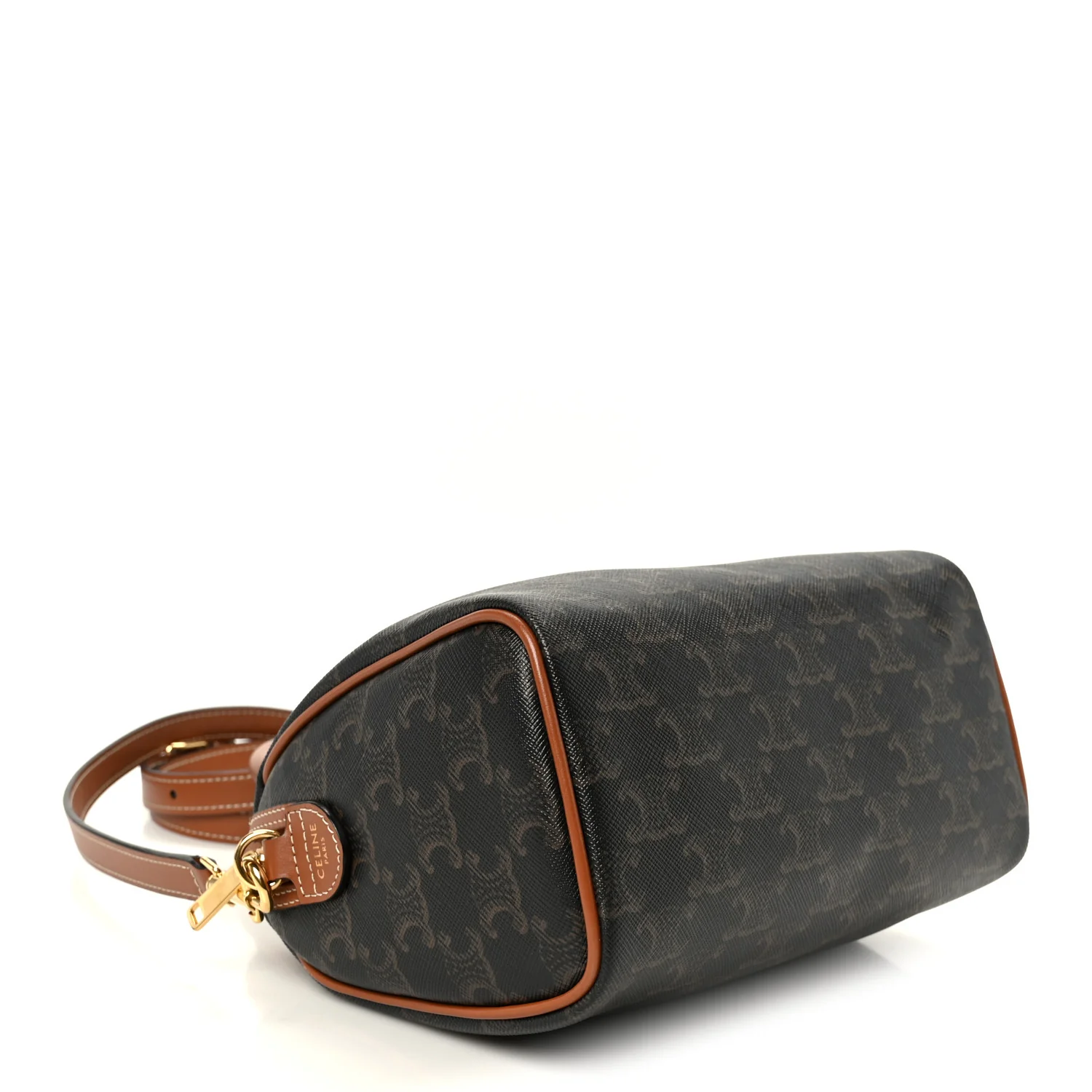 Triomphe Canvas Calfskin Small Boston Bag Tan - Image 4