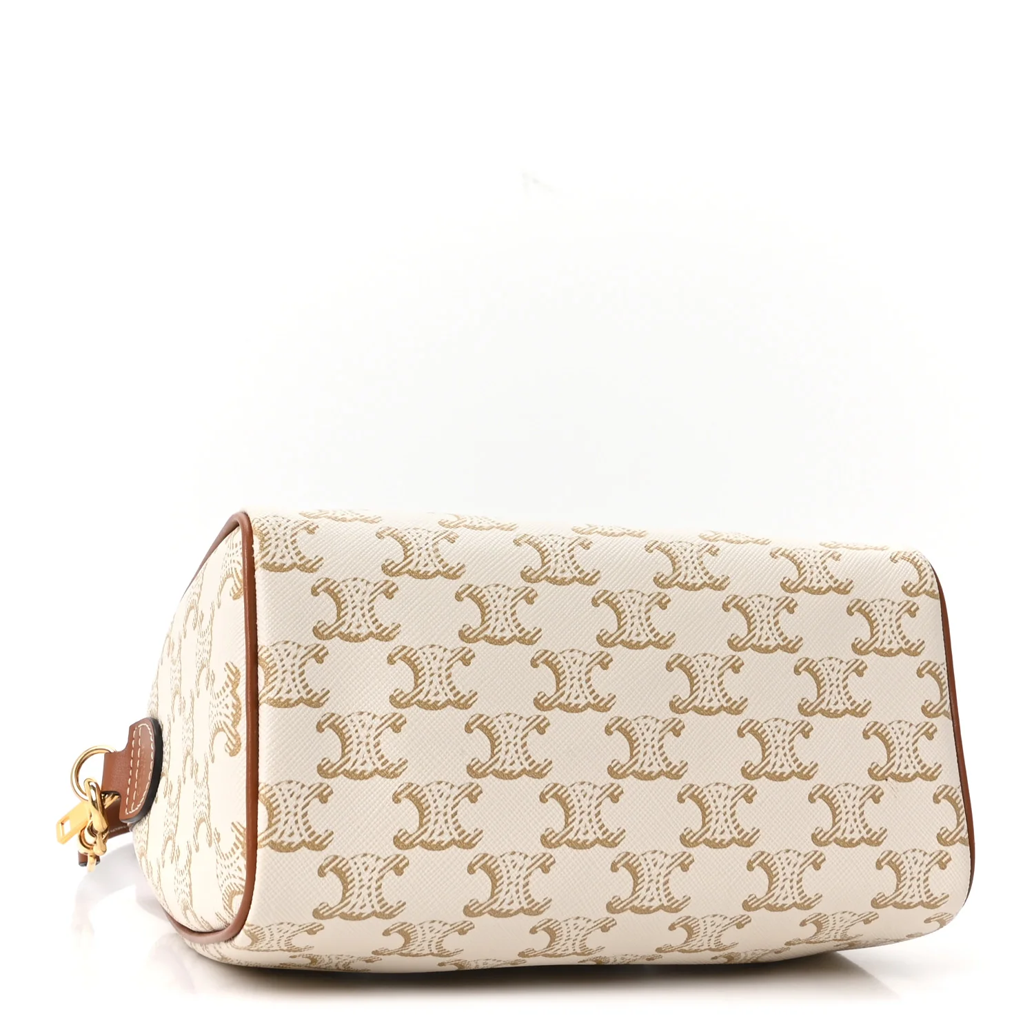 Triomphe Canvas Calfskin Small Boston Bag White - Image 4