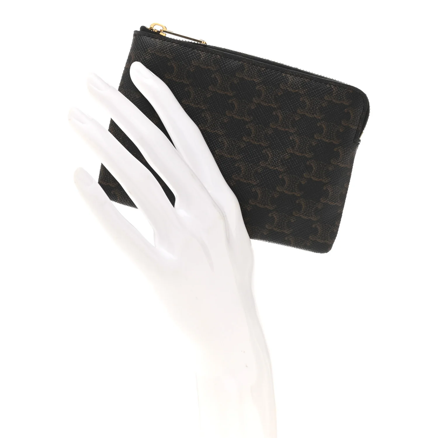Triomphe Canvas Coin and Card Pouch With Hook Black - Image 2