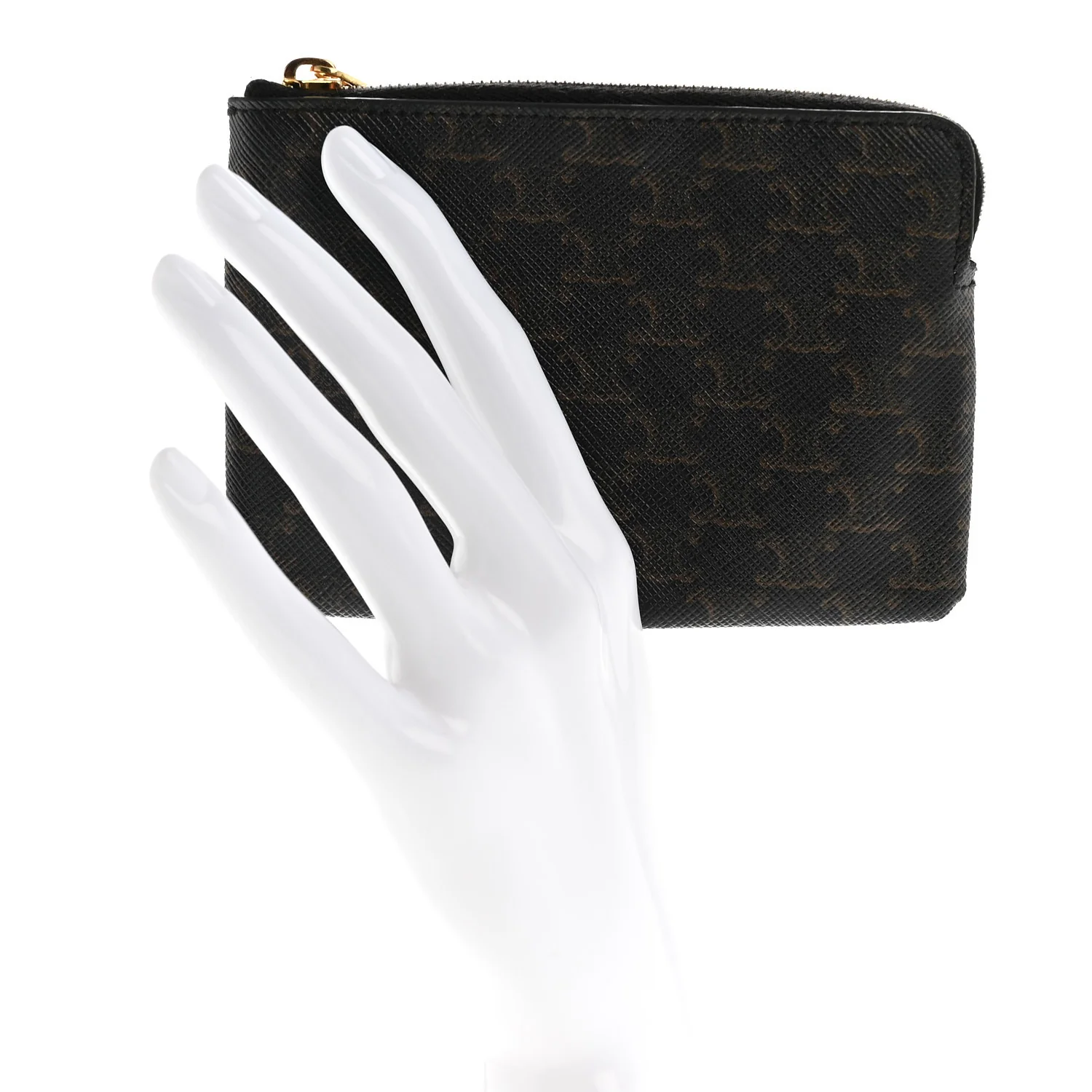 Triomphe Canvas Coin and Card Pouch With Hook Black - Image 2
