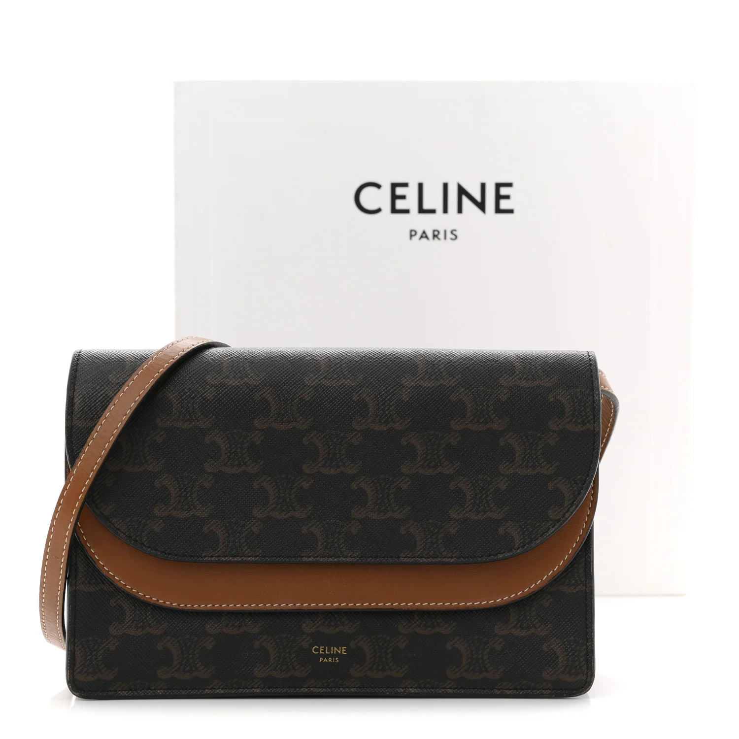 Triomphe Canvas Lambskin Wallet On Strap Tan - Image 11