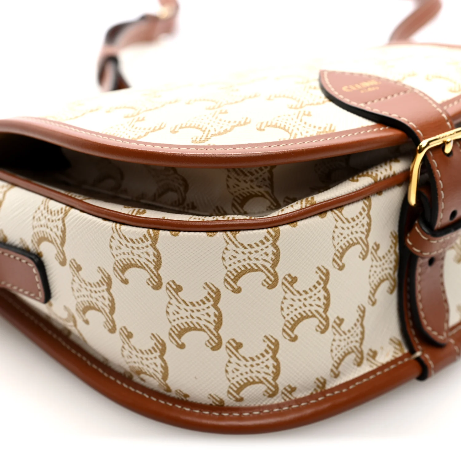 Triomphe Canvas Medium Folco Bag White - Image 9