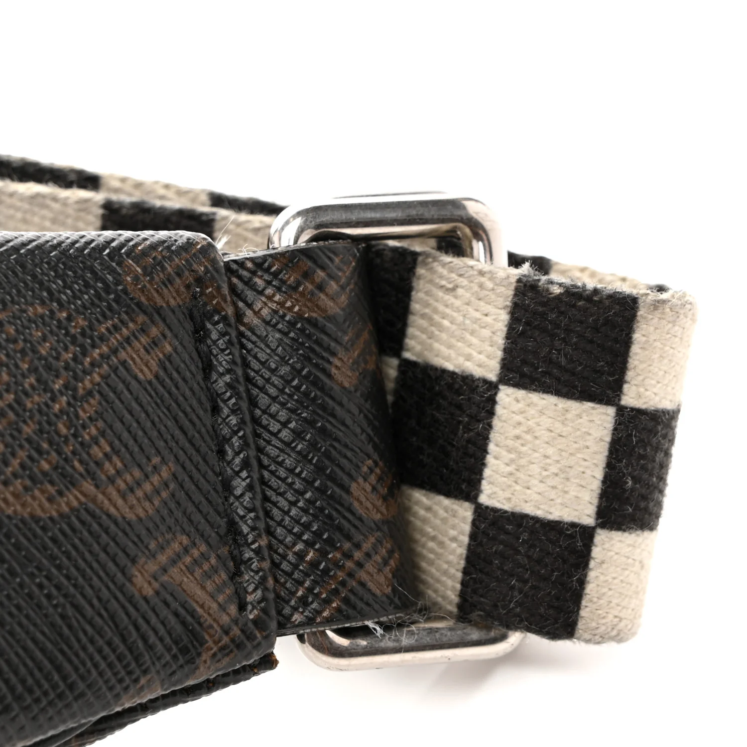 Triomphe Logo Canvas Checker Belt Bag Black - Image 11