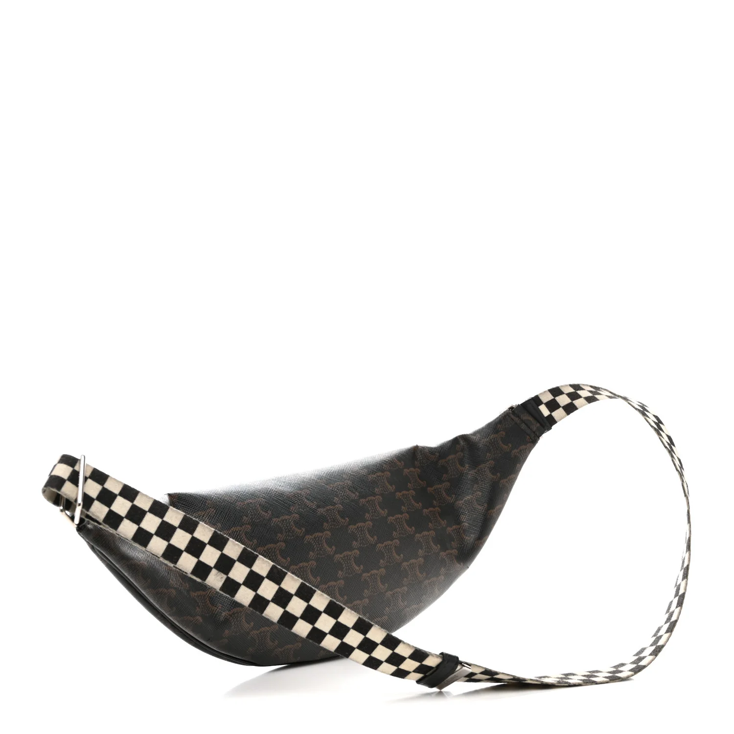 Triomphe Logo Canvas Checker Belt Bag Black - Image 3