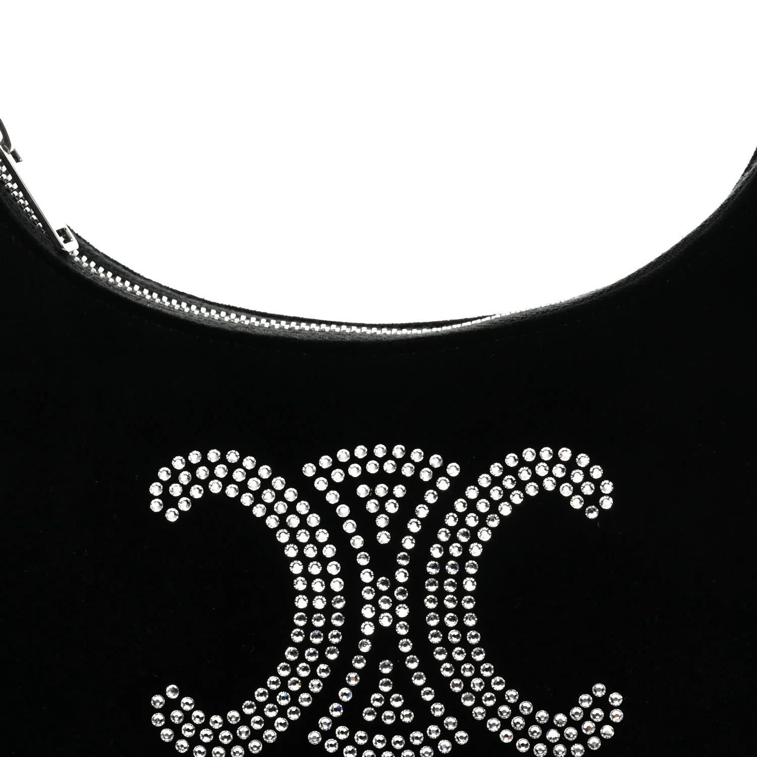 Velvet Strass Triomphe Ava Shoulder Bag Black - Image 8