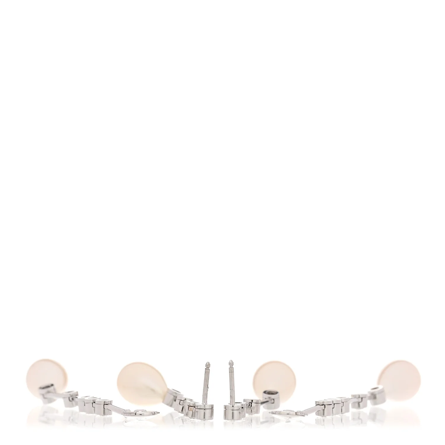 18K White Gold Diamond Pearl Drop Earrings - Image 3