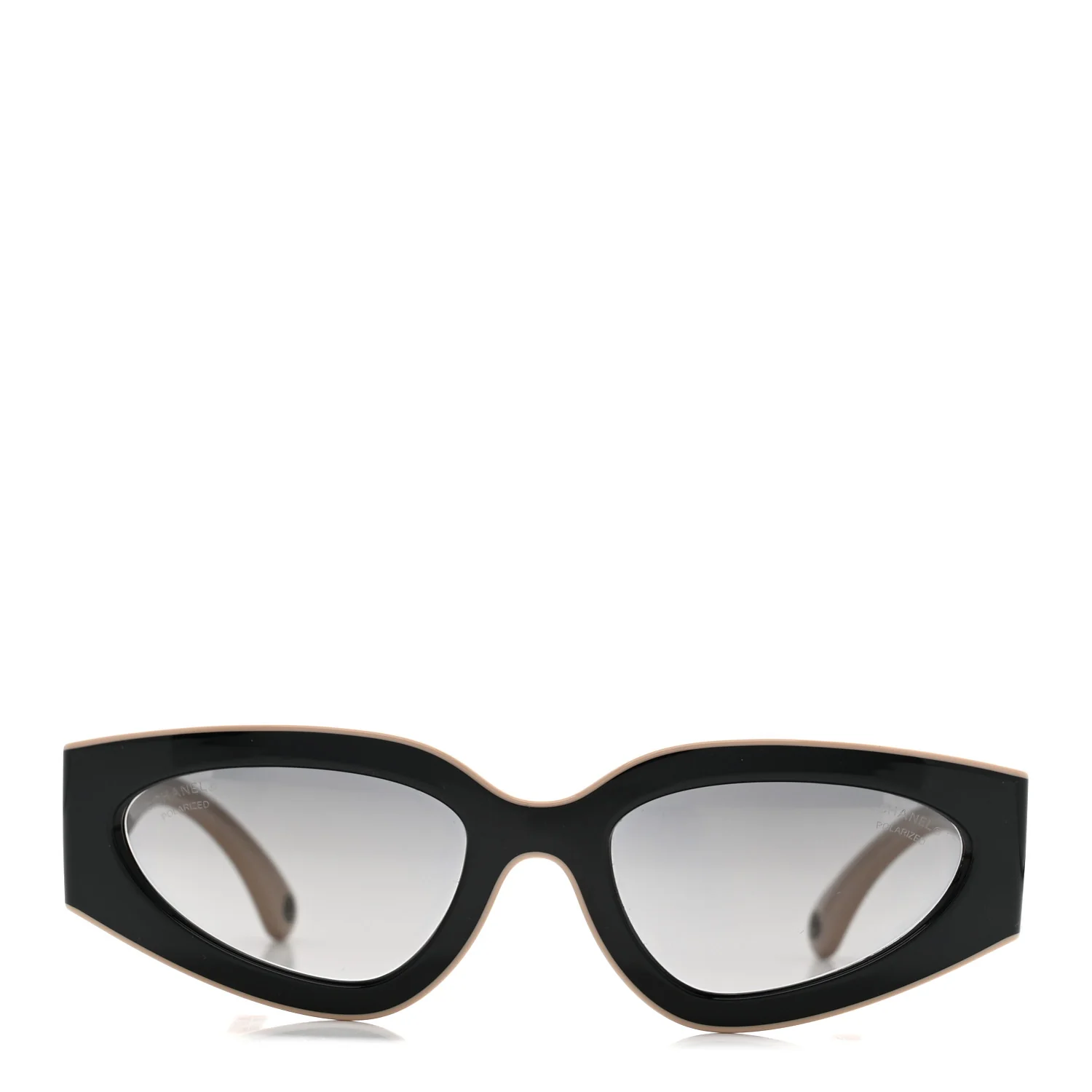 Acetate Cat Eye Sunglasses 6056 Black Beige - Image 2