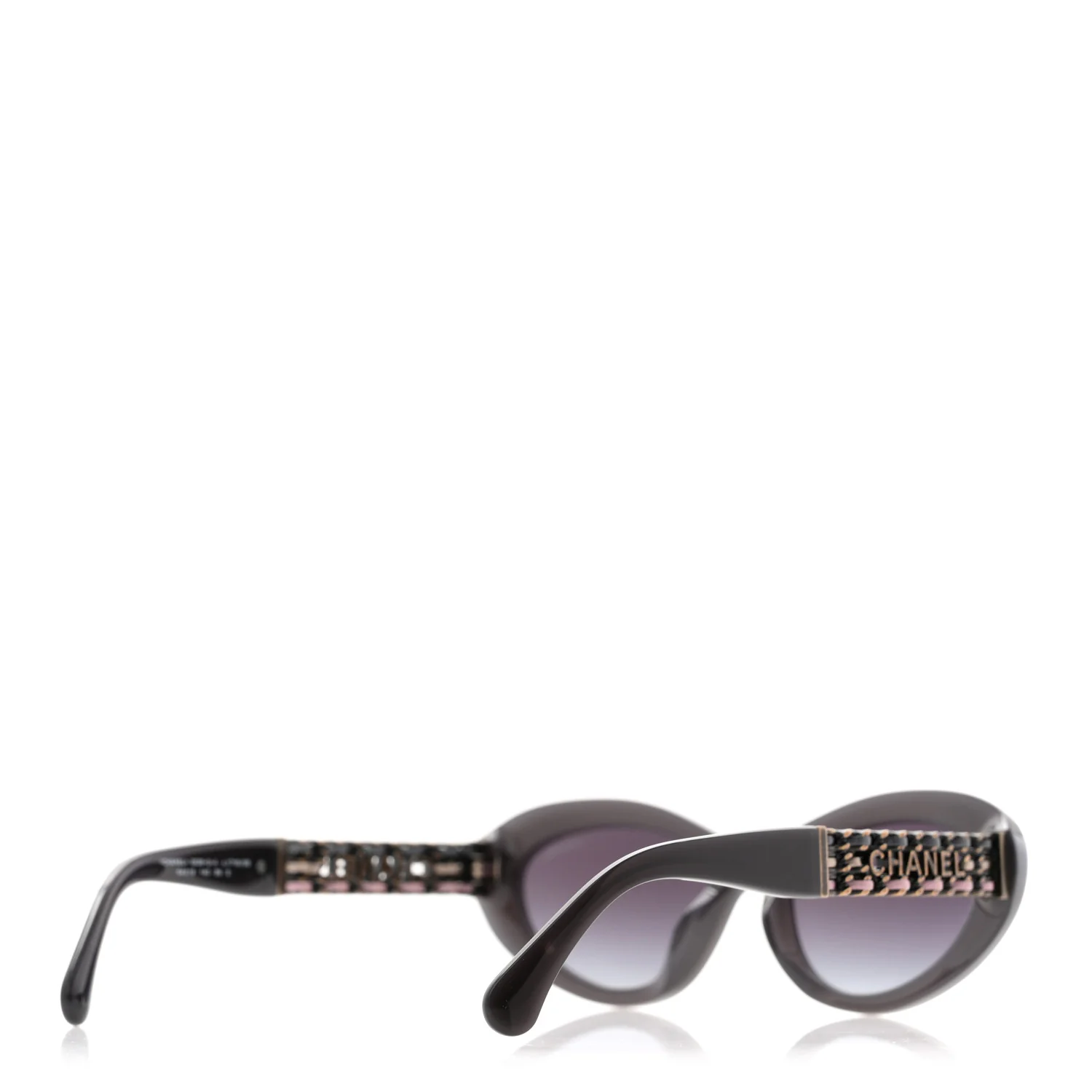 Acetate Lambskin Cat Eye Sunglasses 5538-Q Black - Image 4