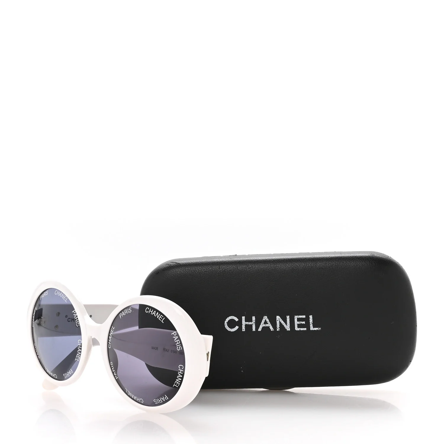 Acetate Logo Round Sunglasses 01949 White - Image 8