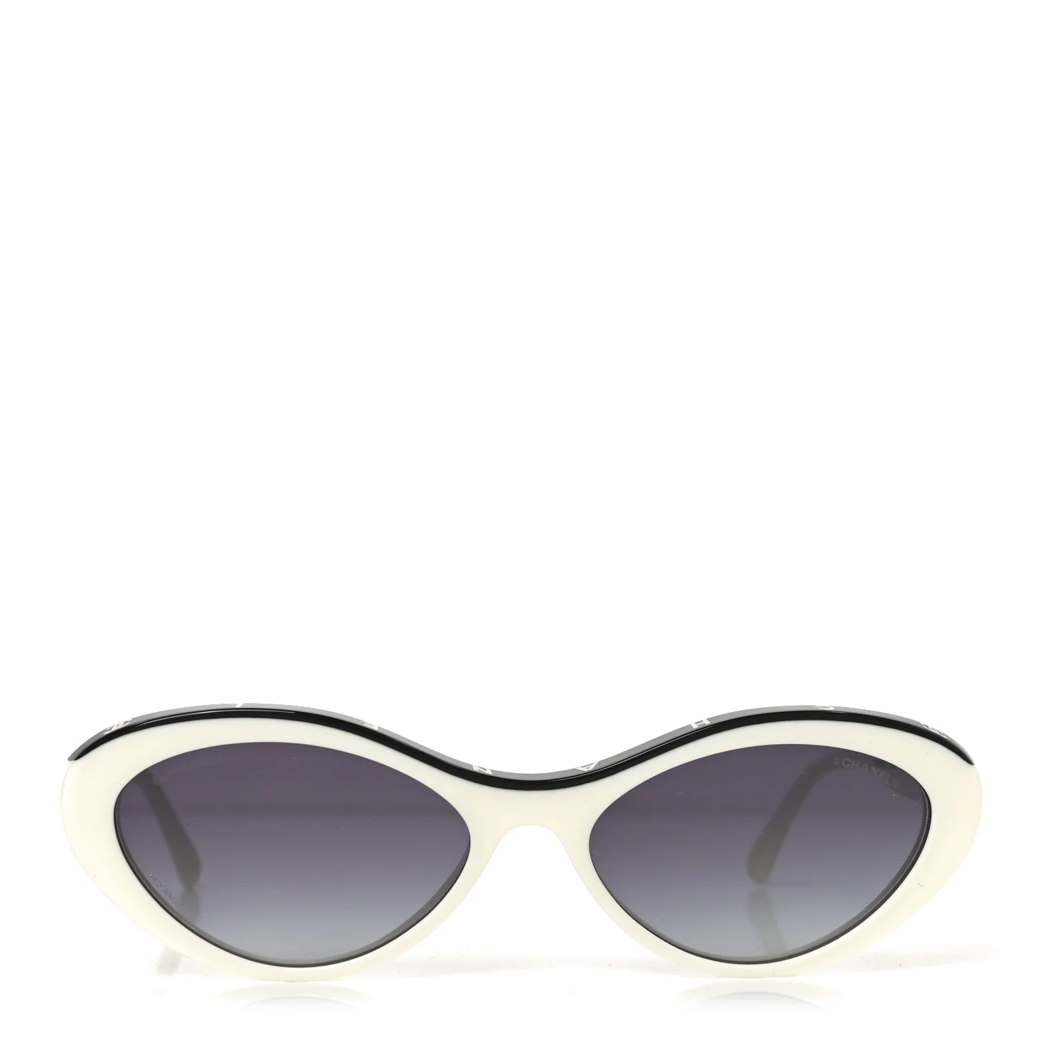 Acetate Oval Sunglasses 5416 White Black - Image 2
