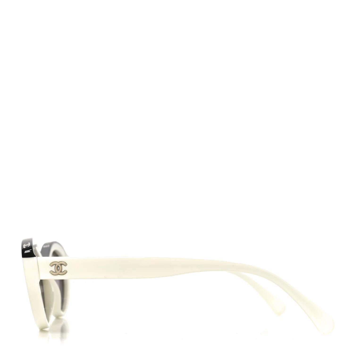 Acetate Oval Sunglasses 5416 White Black - Image 3