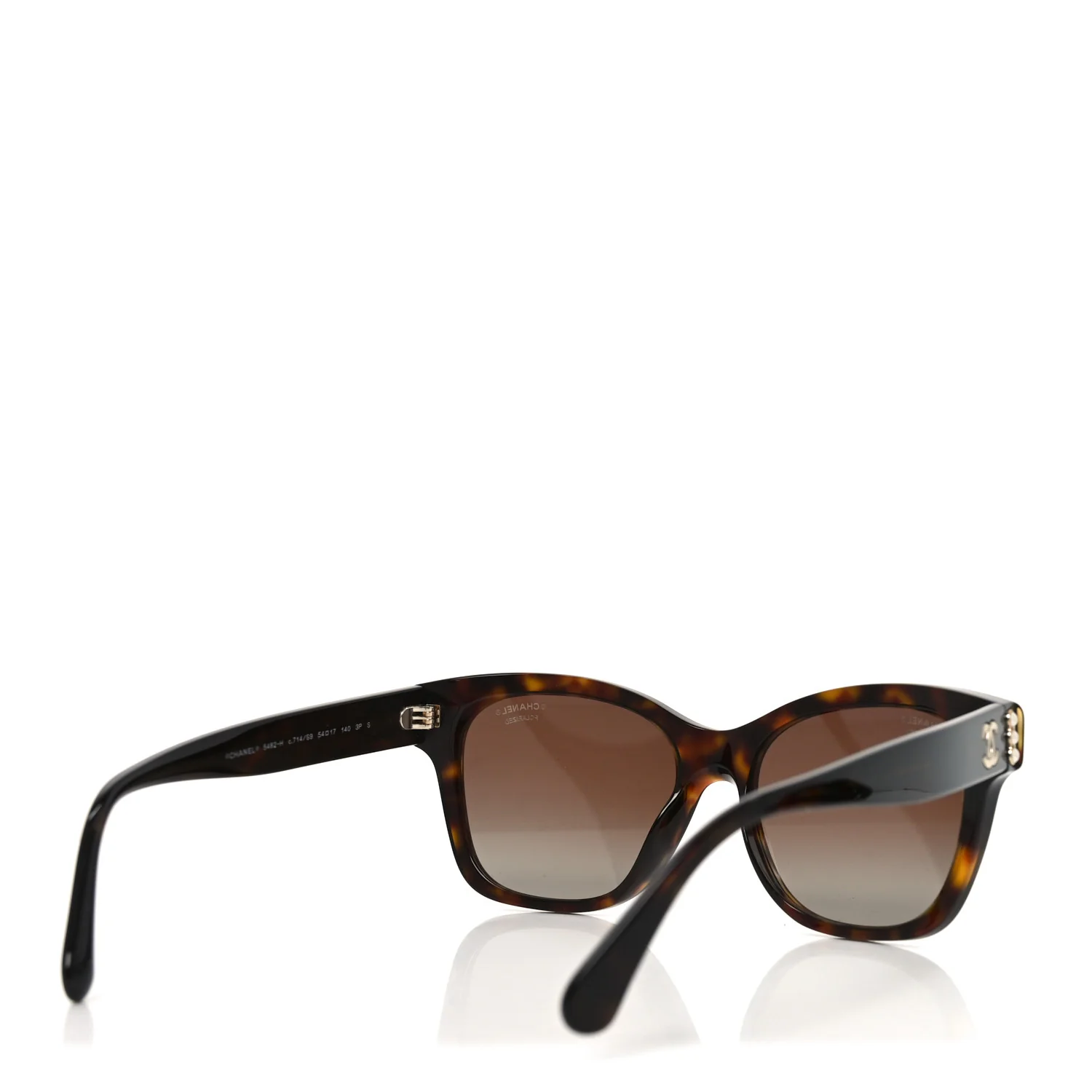 Acetate Polarized Pearl CC Square Sunglasses 5482-H-A Dark Tortoise - Image 4