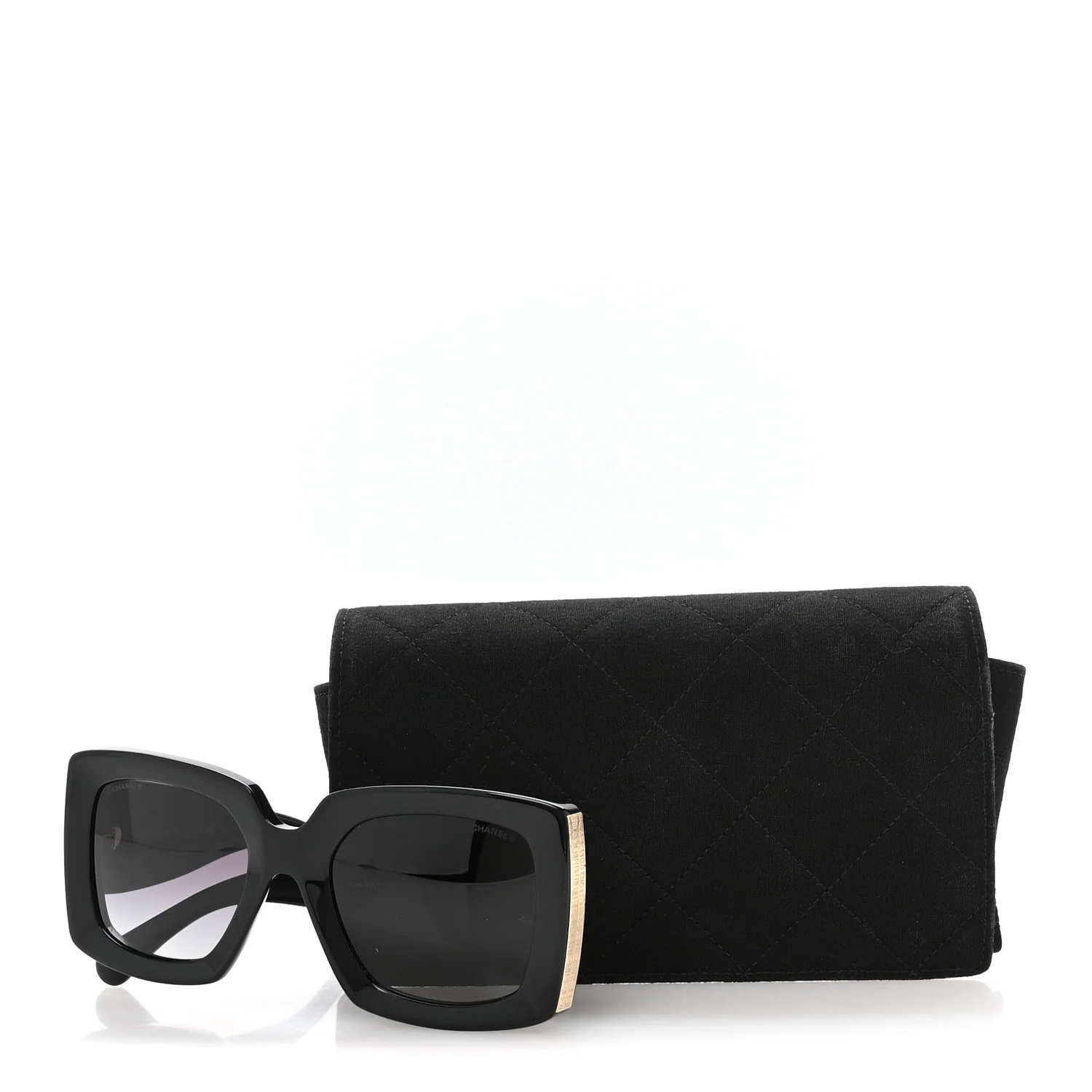 Acetate Rectangle Sunglasses 5435 Black - Image 8