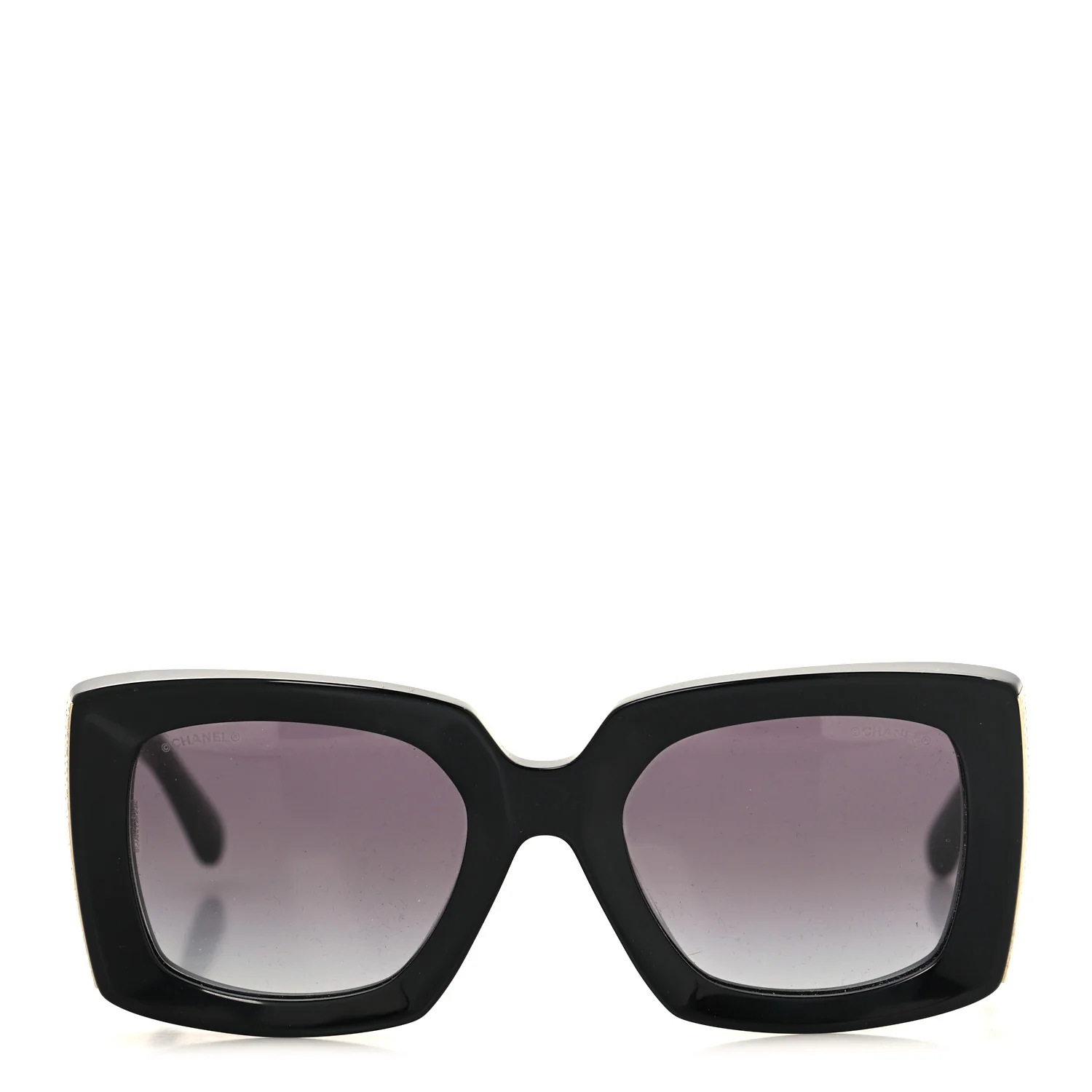 Acetate Rectangle Sunglasses 5435 Black - Image 2