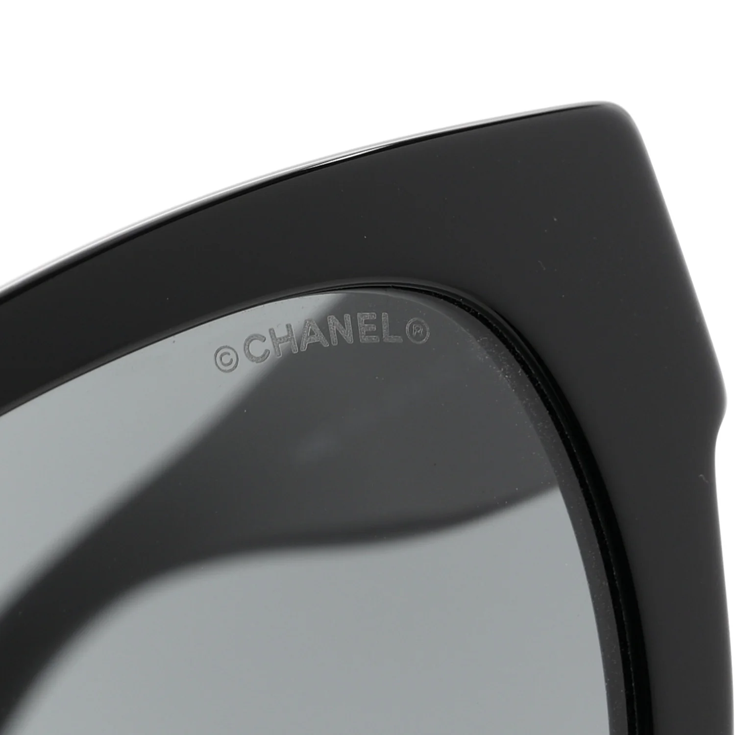 Acetate Square CC Heart Sunglasses 5478-A Black - Image 7