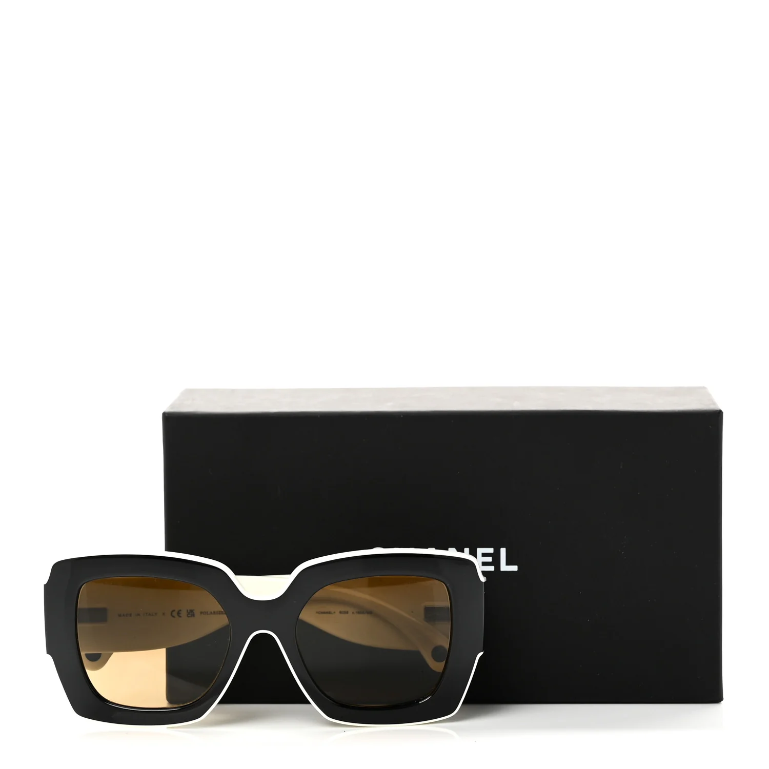 Acetate Square Sunglasses 6059 Black White - Image 10