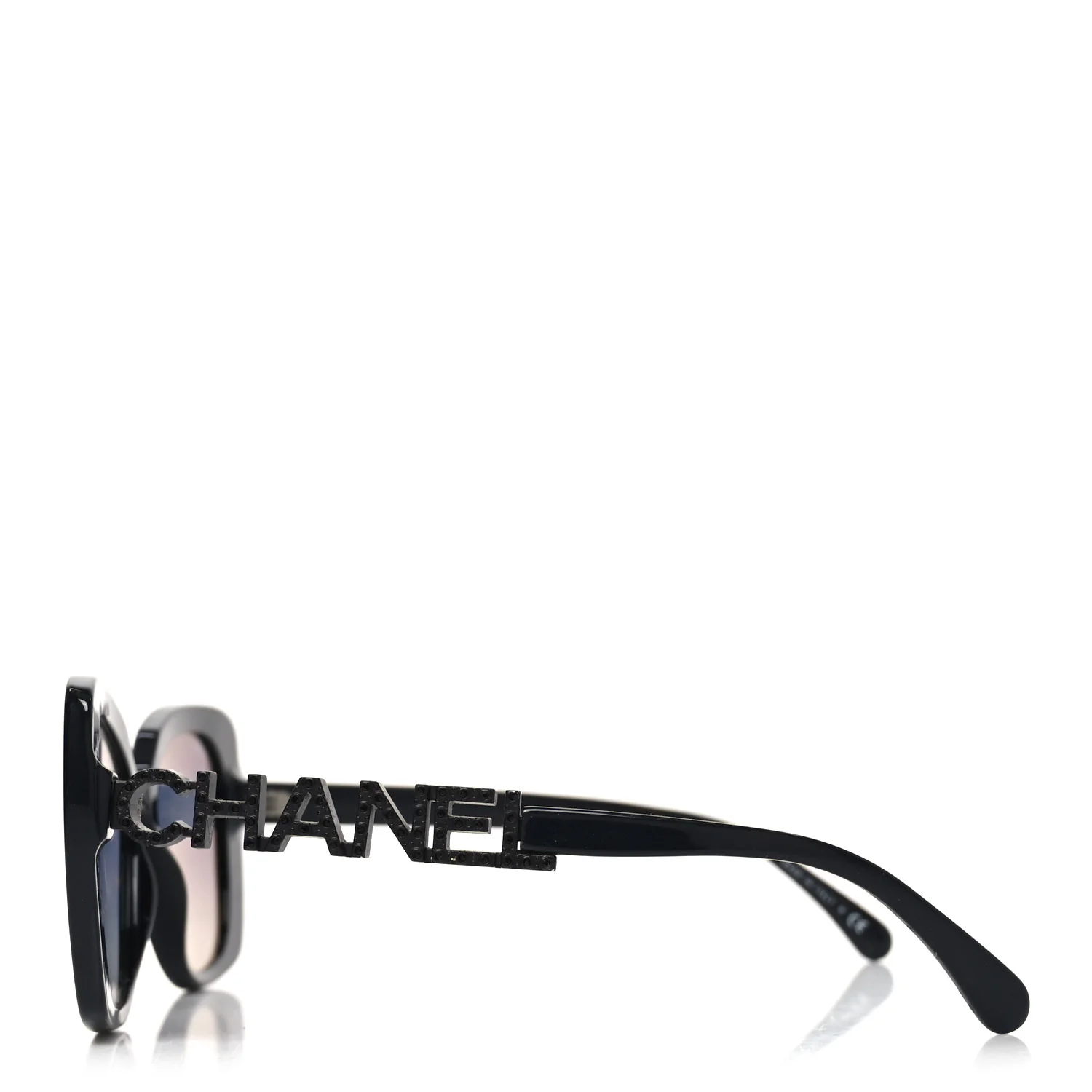 Acetate Strass Polarized Square Sunglasses 5422-B Black - Image 3