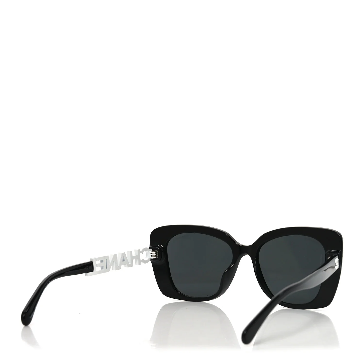 Acetate Strass Square Sunglasses 5422-B-A Black White - Image 3