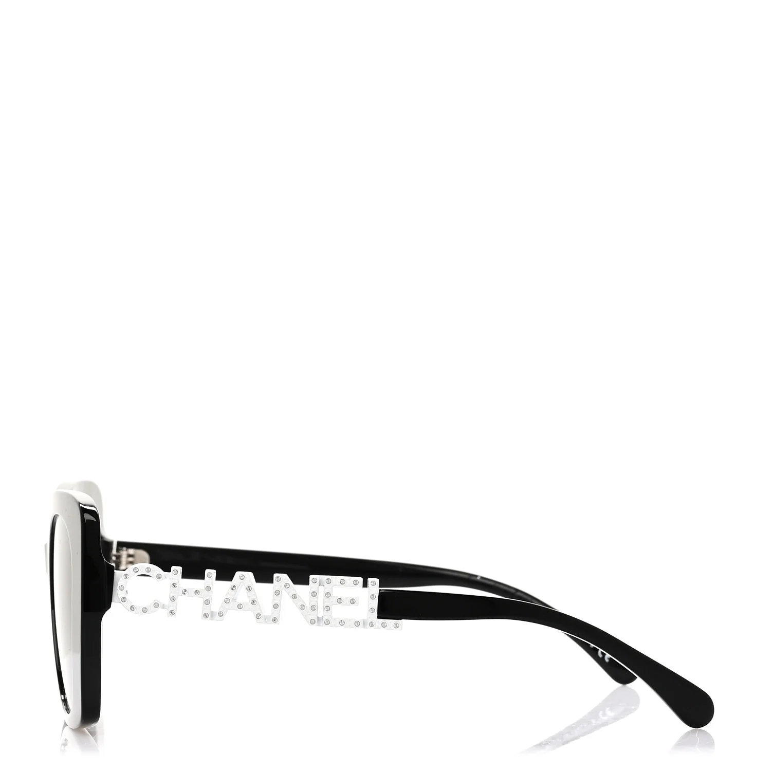 Acetate Strass Square Sunglasses 5422-B-A Black White - Image 3