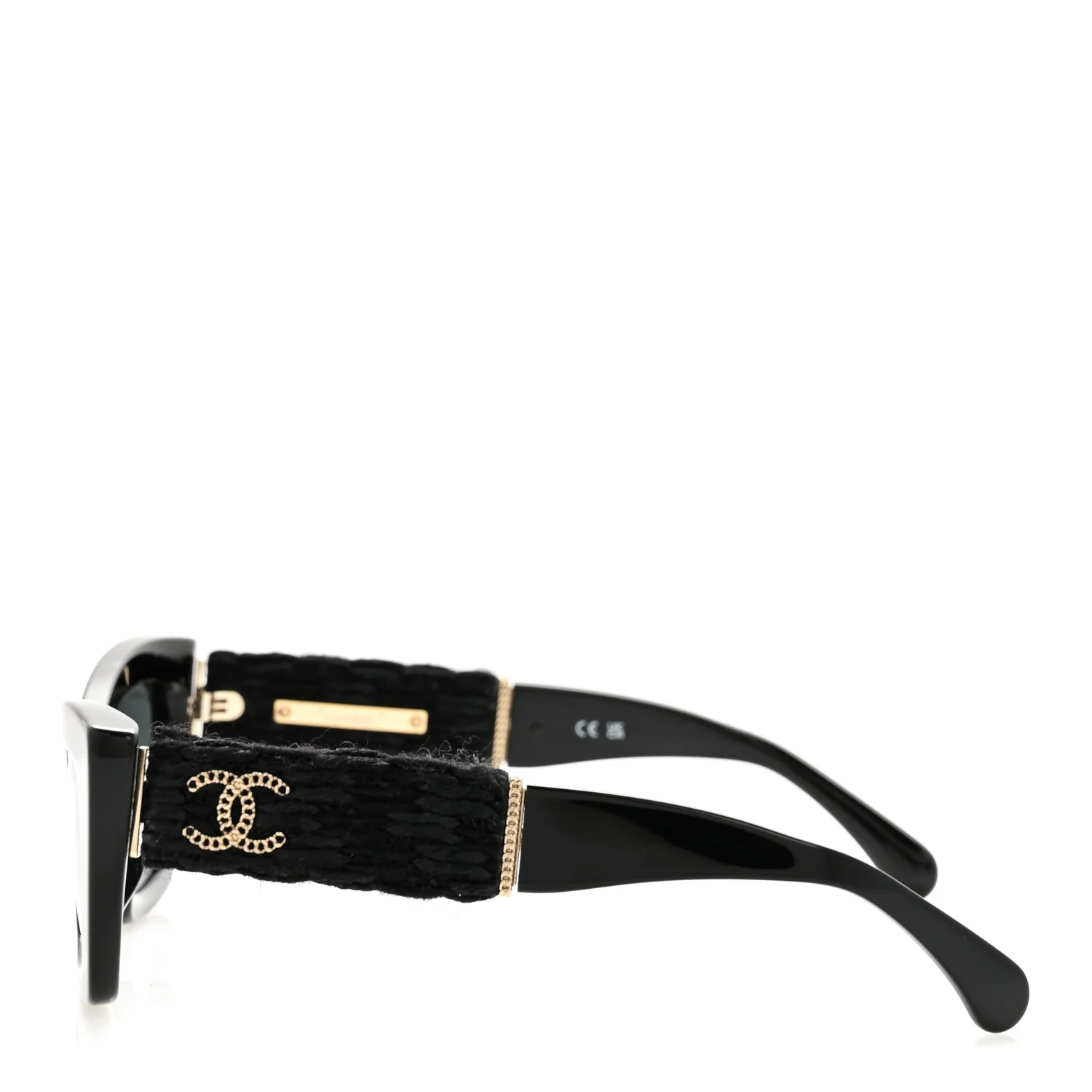 Acetate Tweed CC Cat Eye Sunglasses 71550A Black - Image 3