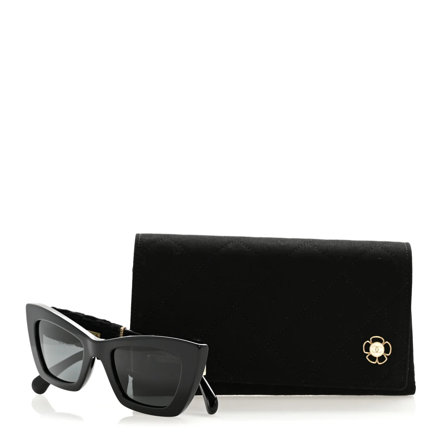 Acetate Tweed CC Cat Eye Sunglasses 71550A Black - Image 8