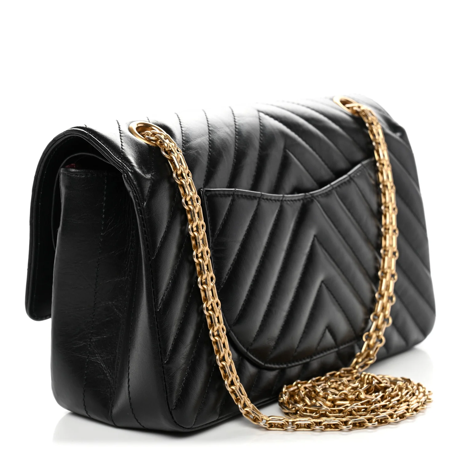 Aged Calfskin Chevron Quilted 2.55 Reissue 225 Flap Black - Image 3