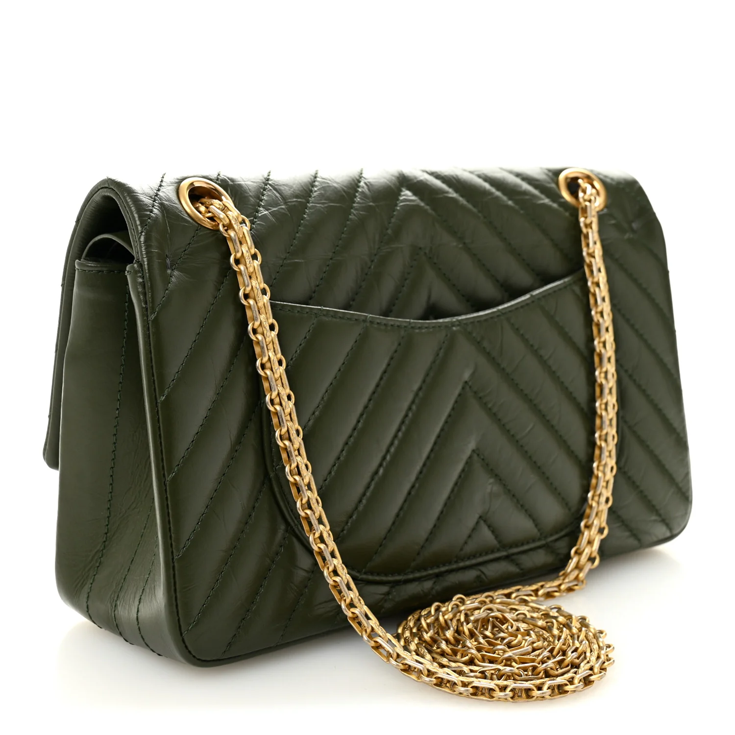 Aged Calfskin Chevron Quilted 2.55 Reissue 225 Flap Green - Image 3